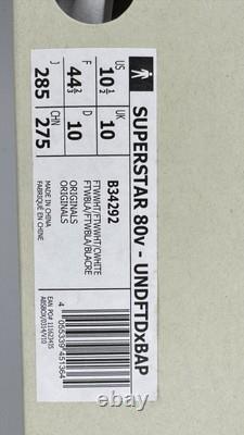 Adidas Superstar 80v Undefeated X BAPE New Boxed Rare Deadstock UK 10 UNDFTD