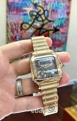 Cartier Santos Skeleton WHSA0016 18k Rose Gold Watch Box/Papers RARE UNWORN