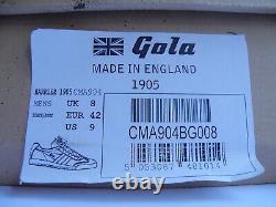 Gola Black Leather Trainers Harrier 1905 Made In England 8 42 Rare New Retro