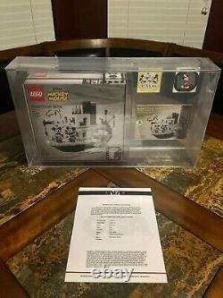 Lego 2019 Mickey Mouse Steamboat Willie Sdcc 21317 Error Box Afa 8.0 Signed Rare