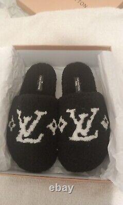 Louis vuitton slides slippers RARE custom mongolian wool new in box and receipt