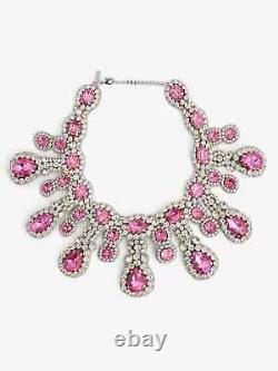 MOSCHINO Pink Brooch Crystal Embellished Statement Necklace NEW BOXED RARE