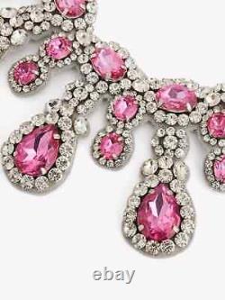 MOSCHINO Pink Brooch Crystal Embellished Statement Necklace NEW BOXED RARE