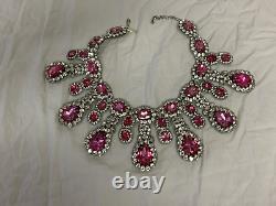 MOSCHINO Pink Brooch Crystal Embellished Statement Necklace NEW BOXED RARE