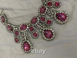 MOSCHINO Pink Brooch Crystal Embellished Statement Necklace NEW BOXED RARE