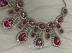 MOSCHINO Pink Brooch Crystal Embellished Statement Necklace NEW BOXED RARE