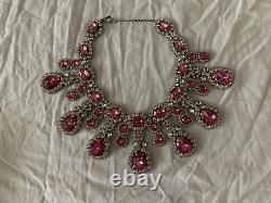 MOSCHINO Pink Brooch Crystal Embellished Statement Necklace NEW BOXED RARE