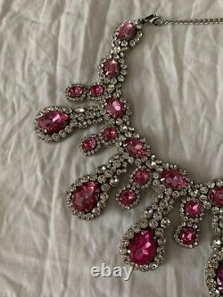 MOSCHINO Pink Brooch Crystal Embellished Statement Necklace NEW BOXED RARE