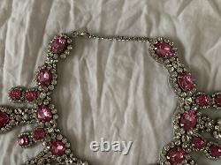 MOSCHINO Pink Brooch Crystal Embellished Statement Necklace NEW BOXED RARE