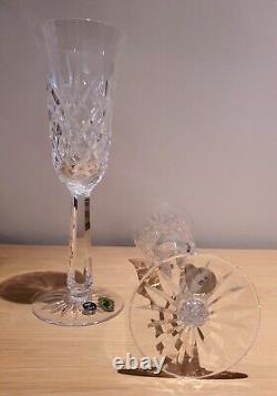 Pair WATERFORD Crystal DROGHEDA Champagne Flutes Clear 8.5 Rare? NEW? BOXED