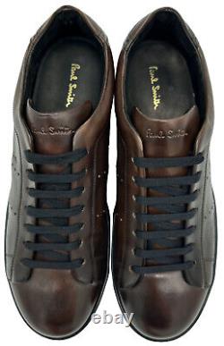 Paul Smith Dark Brown Leather Trainers Shoes Rare New Boxed Uk10 Eu44 Us11