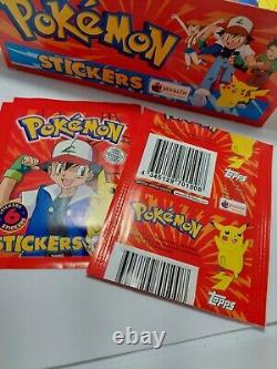 Pokemon Merlin Topps 1999 Sticker box (100 packets) + 1 Sealed album! Rare