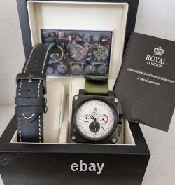 RARE X/L Black S/Steel Royal London Chronograph Watch With 2 Straps Box/booklet