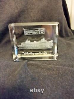 Rare ROYAL CARIBBEAN Symphony Of The Seas Crystal 3D Paperweight, With Box