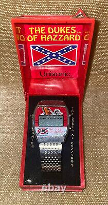 Rare Unisonic Dukes Of Hazzard LCD Quartz Watch New Old Stock Wb 1981 Boxed Htf