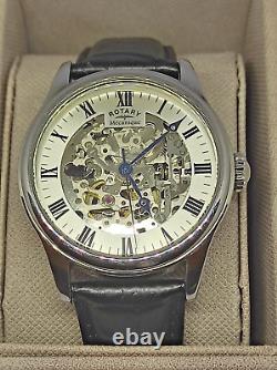 Rotary GS02940/06 RARE Skeleton Dial Mechanical Black Leather Strap NEW BOXED