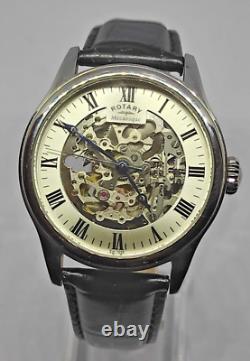 Rotary GS02940/06 RARE Skeleton Dial Mechanical Black Leather Strap NEW BOXED