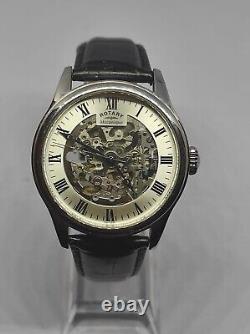 Rotary GS02940/06 RARE Skeleton Dial Mechanical Black Leather Strap NEW BOXED