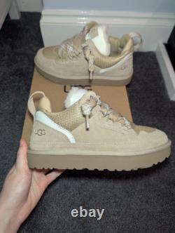 UGG Lowmel Sand Suede Sheepskin Trainers RARE