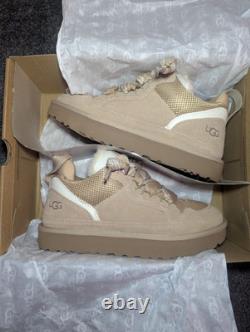 UGG Lowmel Sand Suede Sheepskin Trainers RARE