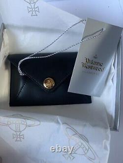 VIVIENNE WESTWOOD VW Private rare black leather coin purse. Gold Orb. NEW boxed
