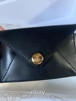 VIVIENNE WESTWOOD VW Private rare black leather coin purse. Gold Orb. NEW boxed