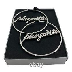 Vintage Y2K Playboy Playmate 2003 Silver Hoop Women's Earrings New Boxed Rare