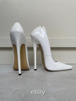 White Rare Extreme High Heels 18.5cm 42 / 9.5 New Fetish Pumps With Box