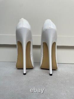 White Rare Extreme High Heels 18.5cm 42 / 9.5 New Fetish Pumps With Box