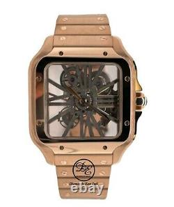 Cartier Santos Squelette Whsa0016 18k Rose Gold Watch Box/papers Rare Unworn