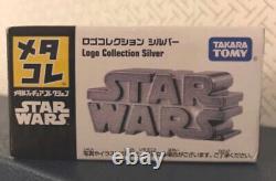 Collection de logos Star Wars Takara Tomy en métal argenté très rare, neuf dans sa boîte.