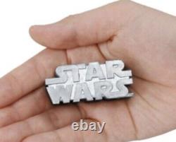 Collection de logos Star Wars Takara Tomy en métal argenté très rare, neuf dans sa boîte.