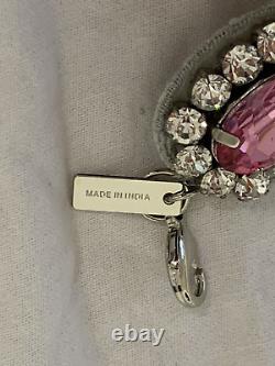 Collier à déclaration orné de cristaux avec broche rose MOSCHINO NEUF DANS SA BOÎTE RARE