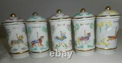 Ensemble De 19 Nouveaux Lenox L'épice Carousel Fine Porcelaine 1993 Jars Box Rare Vintage