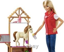 Ensemble de jeu rare Barbie Sweet Orchard Farm avec grange et 7 animaux de ferme - Boîte neuve de marque