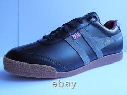 Gola Black Trainers En Cuir Harrier 1905 Made In England 8 42 Rare New Retro