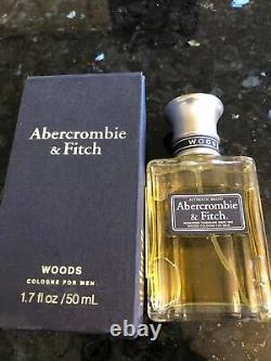 Hommes Vintage Abercrombie & Fitch Woods Cologne 1,7 Fl Oz/50 ML Rare Nouvelle Boîte