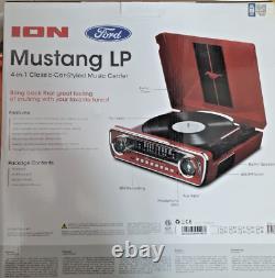 ION Ford Mustang LP 4-en-1 Platine tourne-disque USB Système de divertissement Rare Neuf dans la boîte