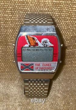 Montre à quartz LCD Unisonic Dukes Of Hazzard rare, stock ancien, WB 1981, dans sa boîte, difficile à trouver