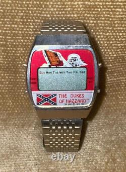 Montre à quartz LCD Unisonic Dukes Of Hazzard rare, stock ancien, WB 1981, dans sa boîte, difficile à trouver