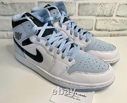 Nike Air Jordan 1 MID Se Blanc Ice Blue Taille UK 12 ? Nouveau Rare Authentique