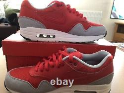 Nike Air Max 1 Essential Red/grey Rare. Uk Taille 7 Nouveau En Boîte