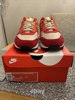 Nike Air Max 1 Premium Retro Red Curry Taille 8 908366 600 Nouveau Boxed Rare