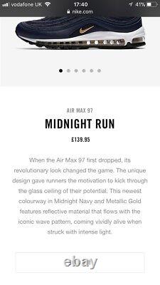 Nike Air Max 97 Midnight Run. Brand New & Boxed. La Voie Des Couleurs Rares. Royaume-uni 9