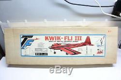 Nos Pin Rare Vintage Top Flite Kwik-fli III Rc Balsa Modèle D'avion Kit 60 Box