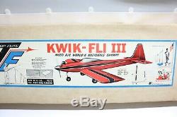 Nos Pin Rare Vintage Top Flite Kwik-fli III Rc Balsa Modèle D'avion Kit 60 Box
