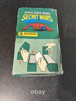 Panini Marvel Super Héros Guerres Secrètes 1986 100 Paquets (scellés) Boîte Complète RARE