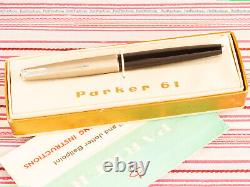 RARE Nouvel Ancien Stock Jamais Encrée Mint Vintage Stylo Plume PARKER 61 Boîte Cadeau