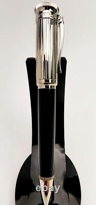 RARE STYLO À BILLE DUNHILL SENTRYMAN CHASSIS NOIR ET ARGENT NWE2613 NEUF AVEC BOÎTE