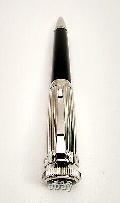 RARE STYLO À BILLE DUNHILL SENTRYMAN CHASSIS NOIR ET ARGENT NWE2613 NEUF AVEC BOÎTE